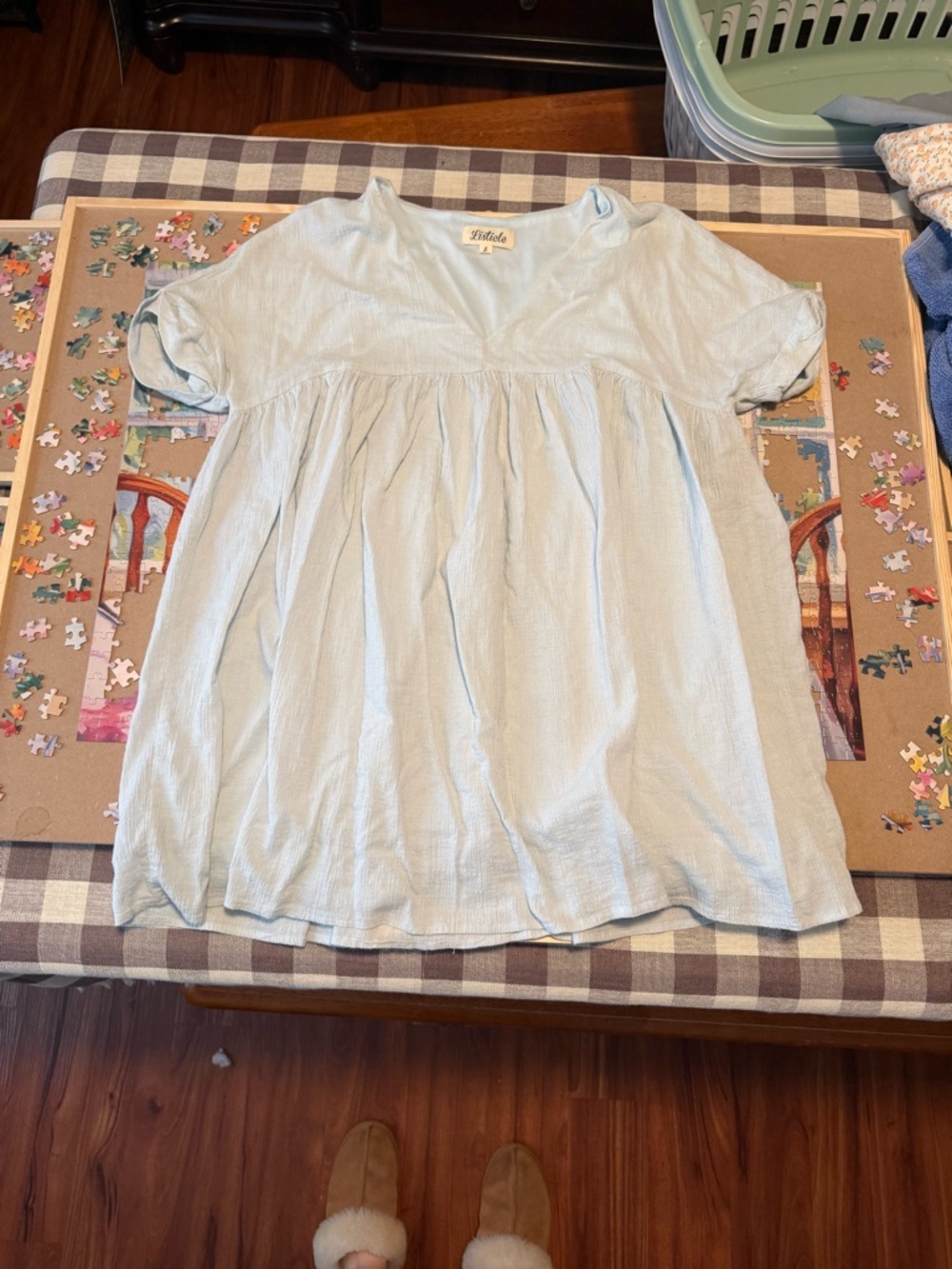 Listicle Light Blue Mini Babydoll Dress